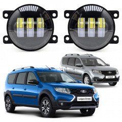 Фары противотуманные светодиодные на 2 режима для автомобиля Renault Logan MCV 06, круглые туманки для Рено 1266575959 фото