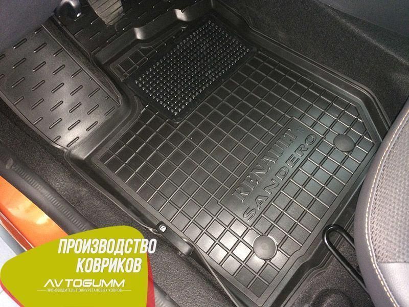Гумові авто килимки в салон Renault Sandero 2013- Автогум (Avto-Gumm) захисні з бортиками 11293 фото
