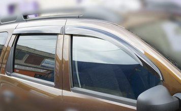Дефлекторы для окон авто Renault Duster 2011-2017 VL Tuning накладные ветровики для Рено, Козырьки боковые RN666 фото