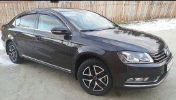 Дефлектори вікон Volkswagen Passat B7 USA Sd 2011-VL Tuning, комплект накладних дефлекторів, віконні вітровики 123195 фото